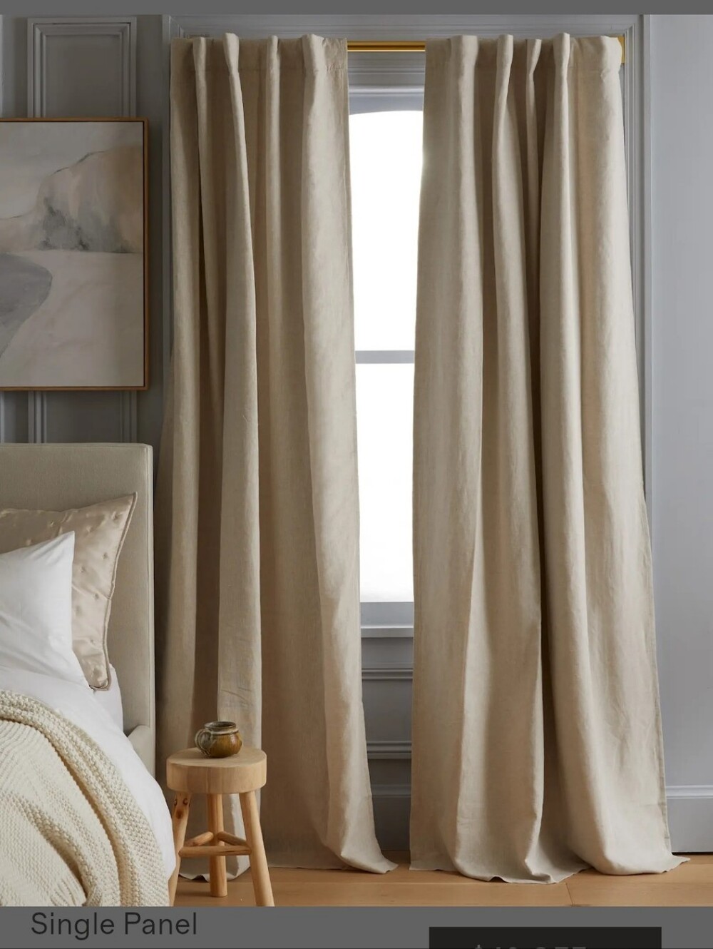 Quince 96x96 Flax Black Out European Linen Textured Curtain 1 Panel 96"×96"